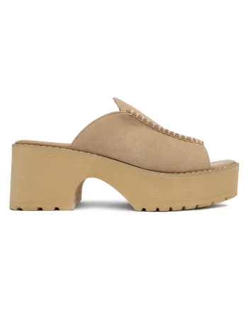 Papuci dama  bej, textil, piele ecologica