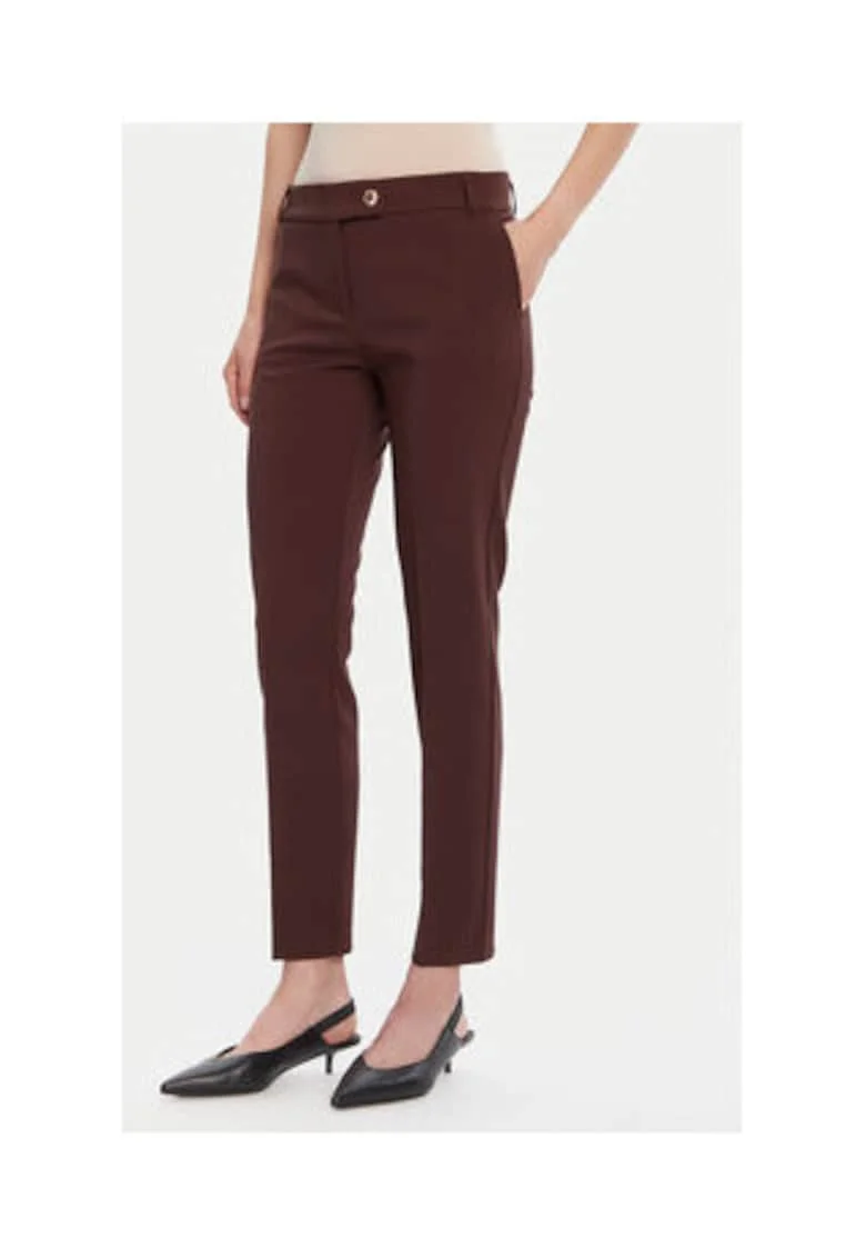 Pantaloni dama,  maro, 90% poliester, 10% elastan,