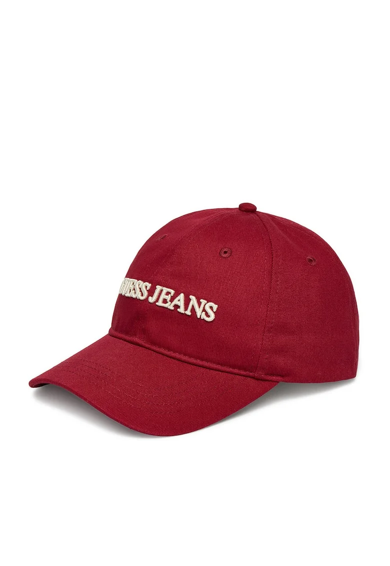 Sapca din bumbac, unisex, cu viziera si logo brodat, Rosu