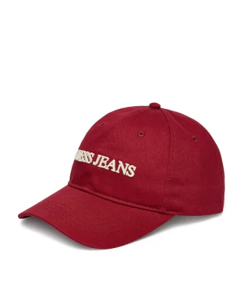 Sapca din bumbac, unisex, cu viziera si logo brodat, Rosu