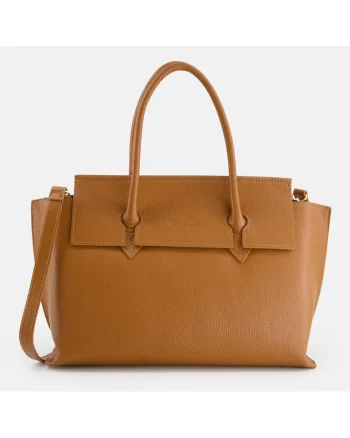Geanta de umar,  model Shopper, piele naturala, 4 compartimente, maro, 36x23x10cm
