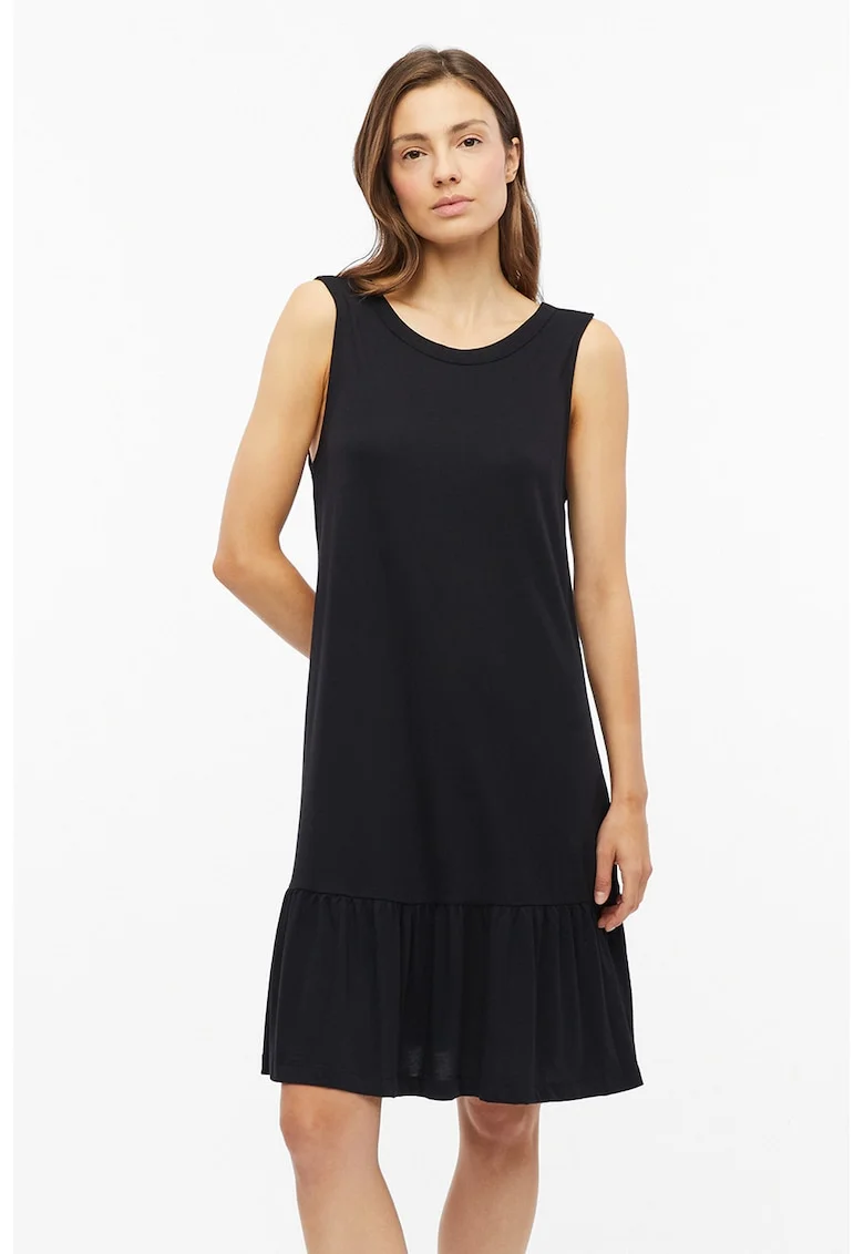Rochie fara maneci, cu model, Negru