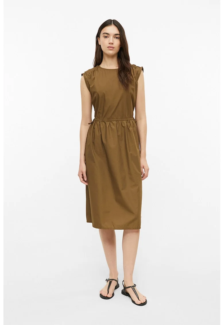 Rochie midi cu talie ajustabila, Verde masliniu