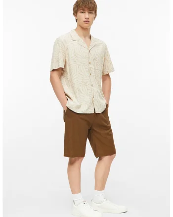 Tricou cu maneci scurte si imprimeu floral, Bej deschis