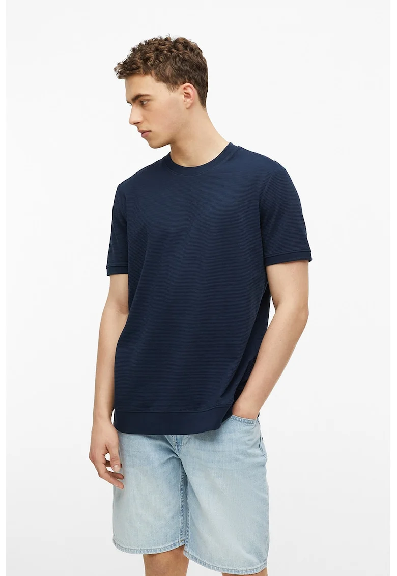 Tricou uni din amestec de bumbac, Bleumarin