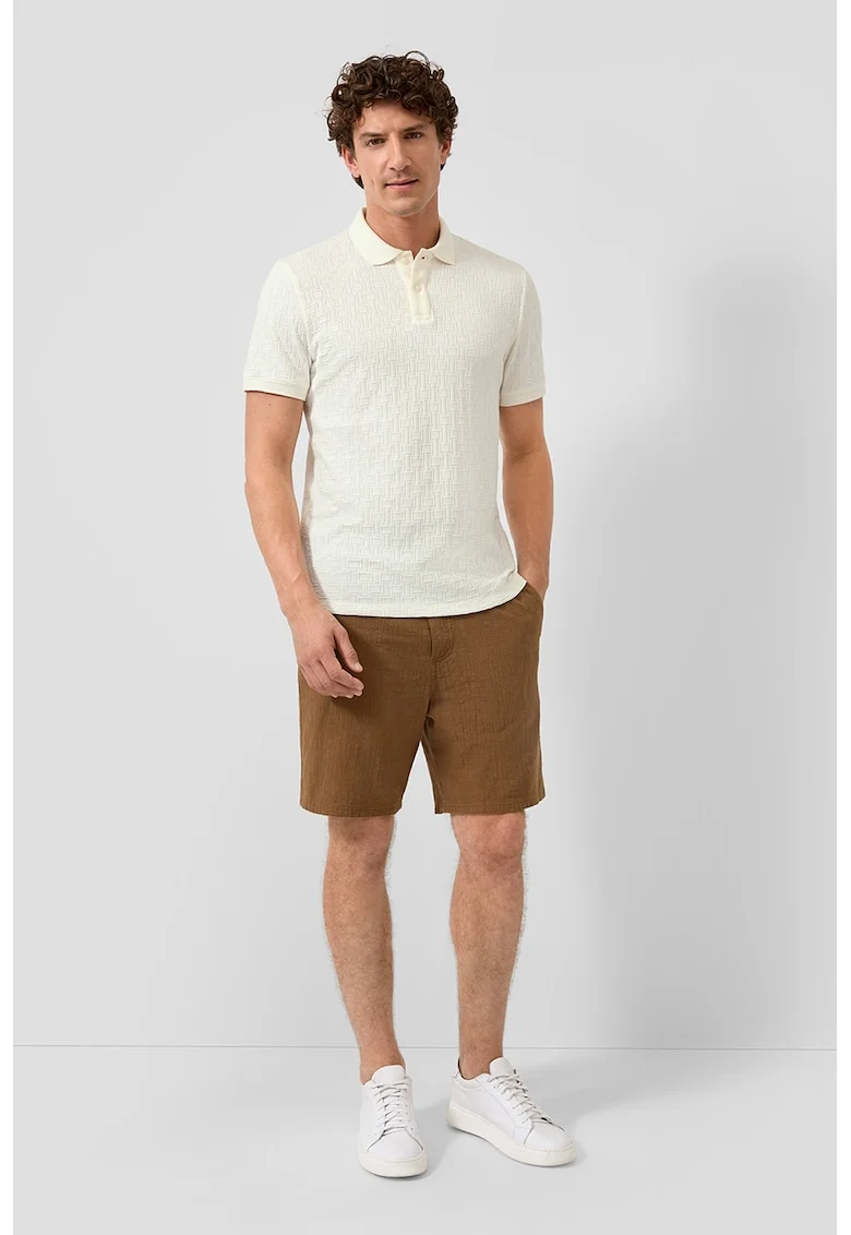 Tricou polo cu fenta cu nasturi, Alb