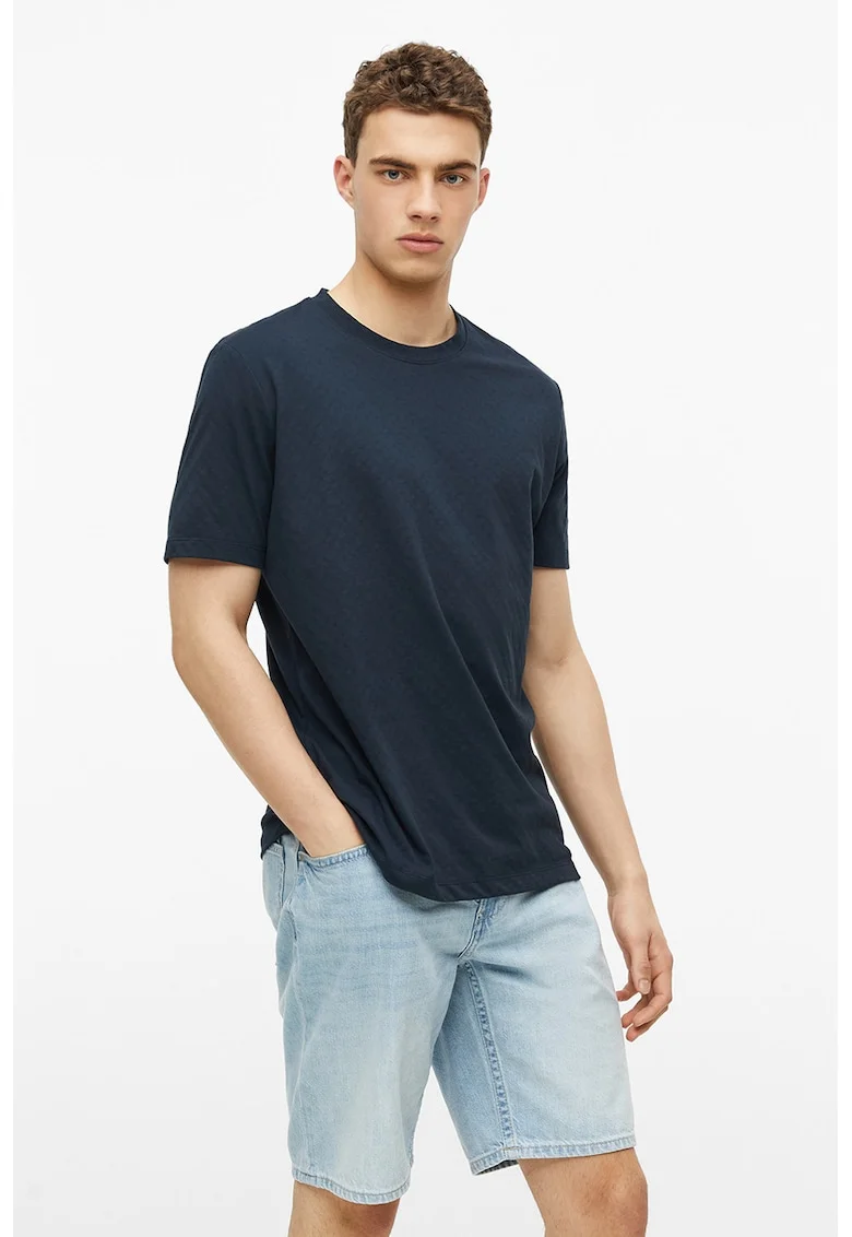 Tricou lejer din amestec de bumbac, Bleumarin