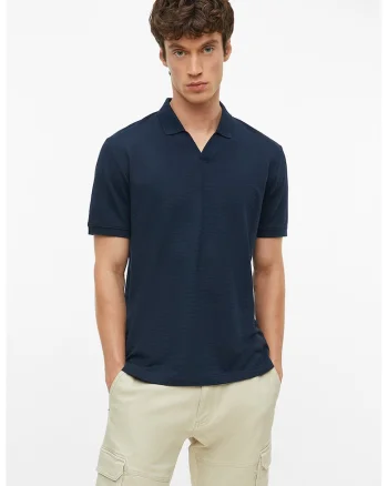 Tricou polo din amestec de bumbac, Bleumarin