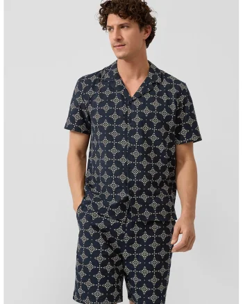 Pantaloni scurti cu model si snur, Bleumarin