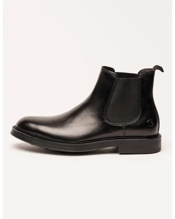 Ghete Chelsea de piele cu logo, Negru