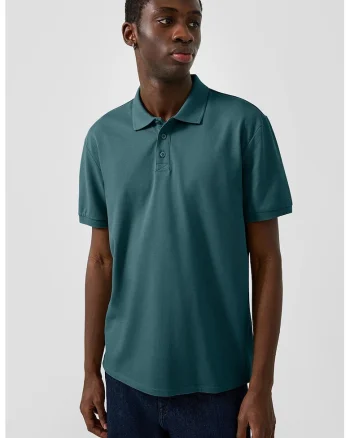 Tricou polo regular fit de bumbac, Verde smarald