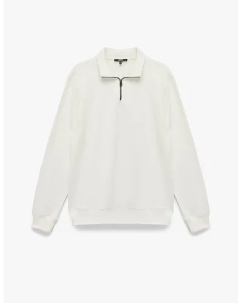 Bluza de trening cu fenta cu fermoar si model uni, Alb murdar