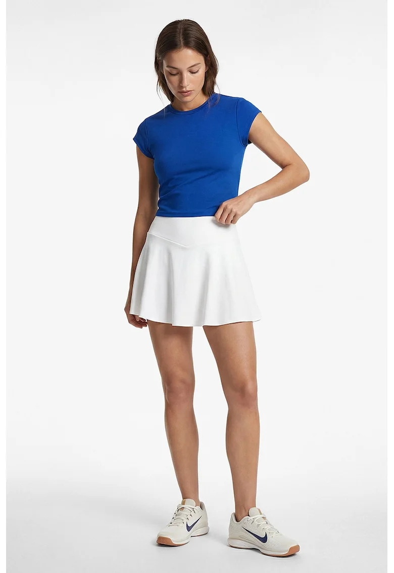 Tricou crop cambrat, Albastru safir