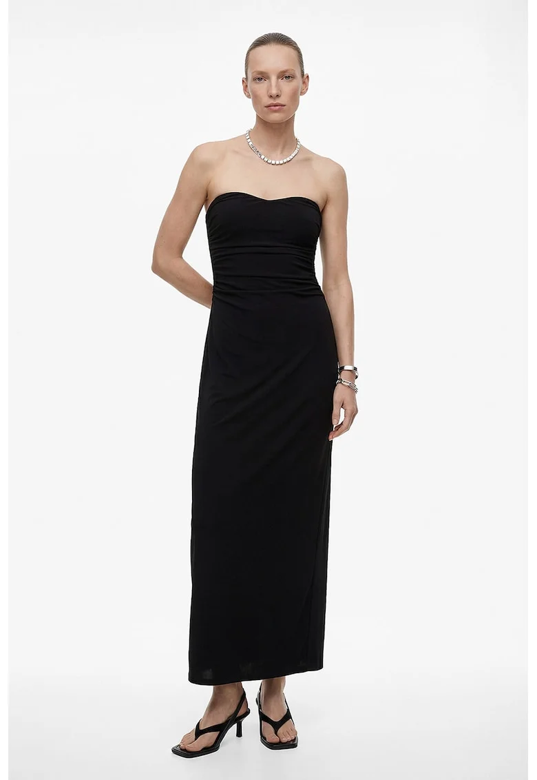 Rochie maxi cu decolteu sweetheart, Negru