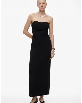 Rochie maxi cu decolteu sweetheart, Negru