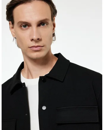 Camasa regular-fit cu buzunare pe piept, Negru