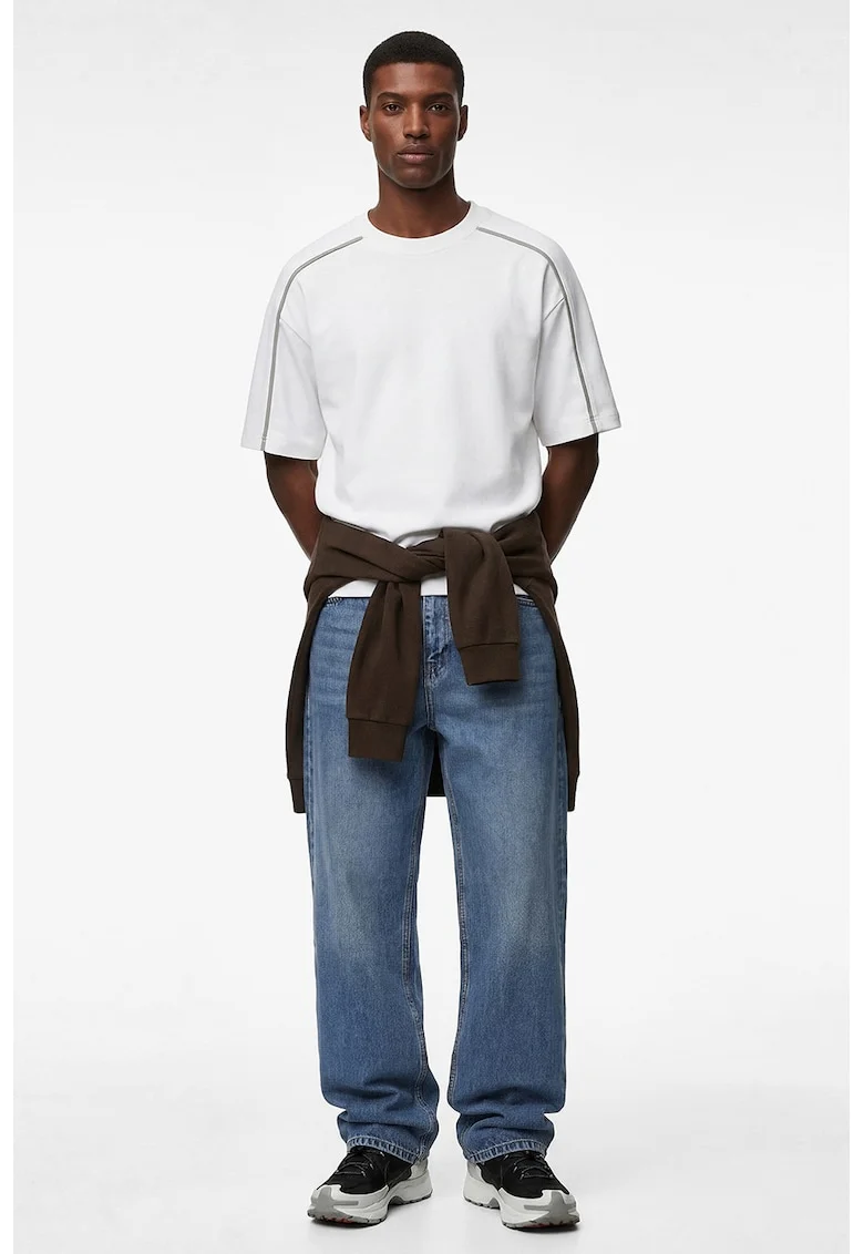 Tricou din bumbac cu model uni, Alb