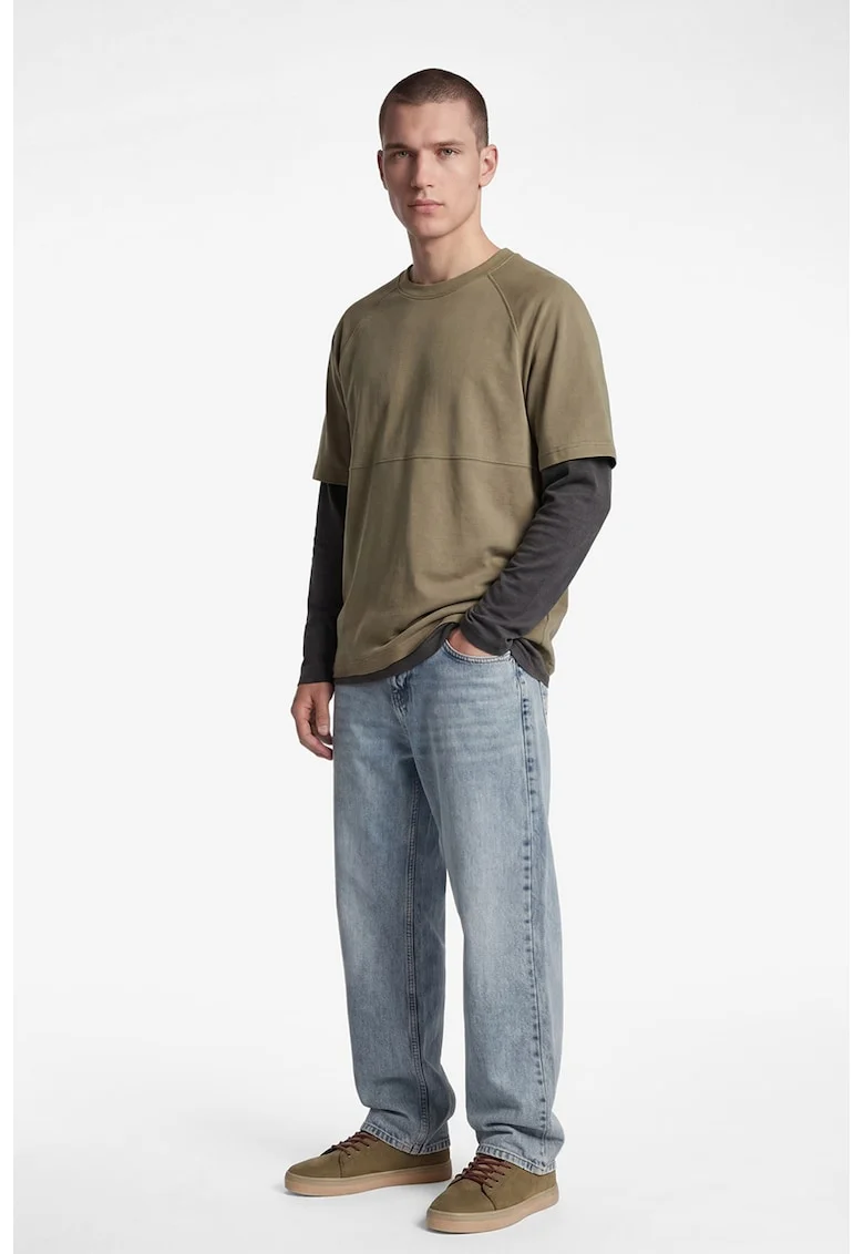 Tricou regular fit cu model uni, Verde masliniu