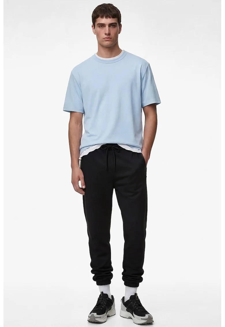 Tricou uni cu decolteu la baza gatului, Albastru pastel