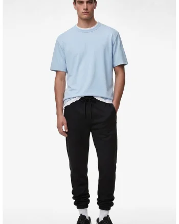 Tricou uni cu decolteu la baza gatului, Albastru pastel
