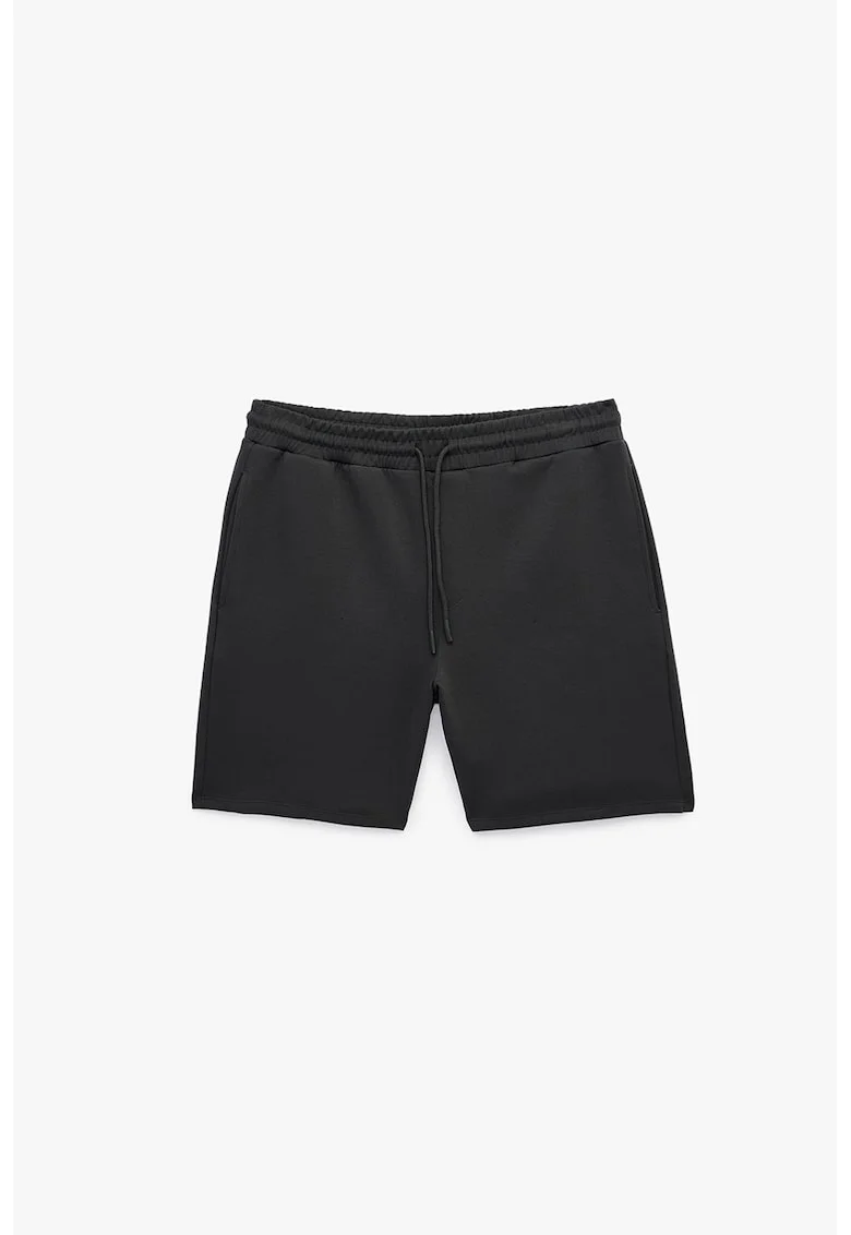Pantaloni scurti cu snur si buzunare laterale, Gri antracit