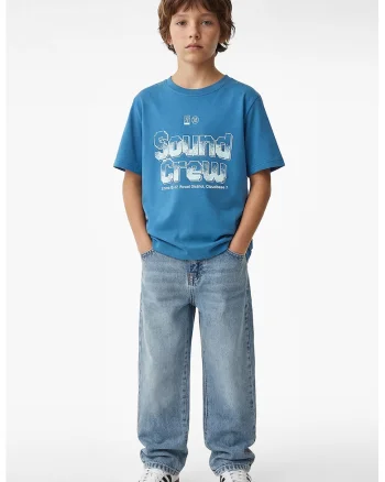 Tricou lejer cu imprimeu text, Albastru pastel
