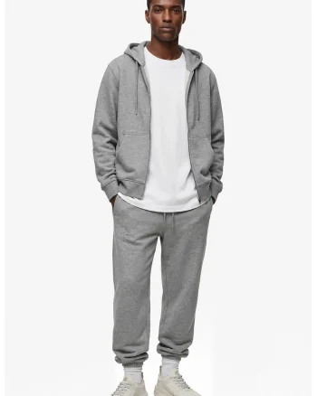 Pantaloni de trening cu snur si buzunare laterale, Gri melange