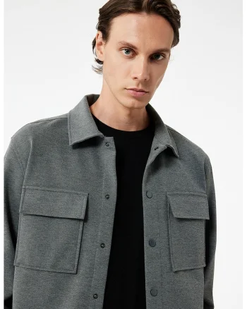 Camasa regular-fit cu buzunare pe piept, Gri