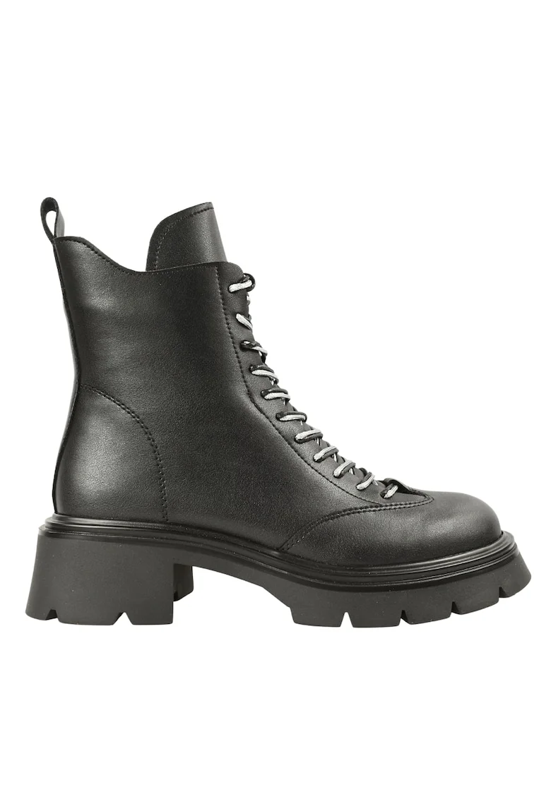 Ghete casual, dama,  XS70028A negru, piele naturala, Negru
