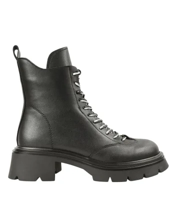 Ghete casual, dama,  XS70028A negru, piele naturala, Negru