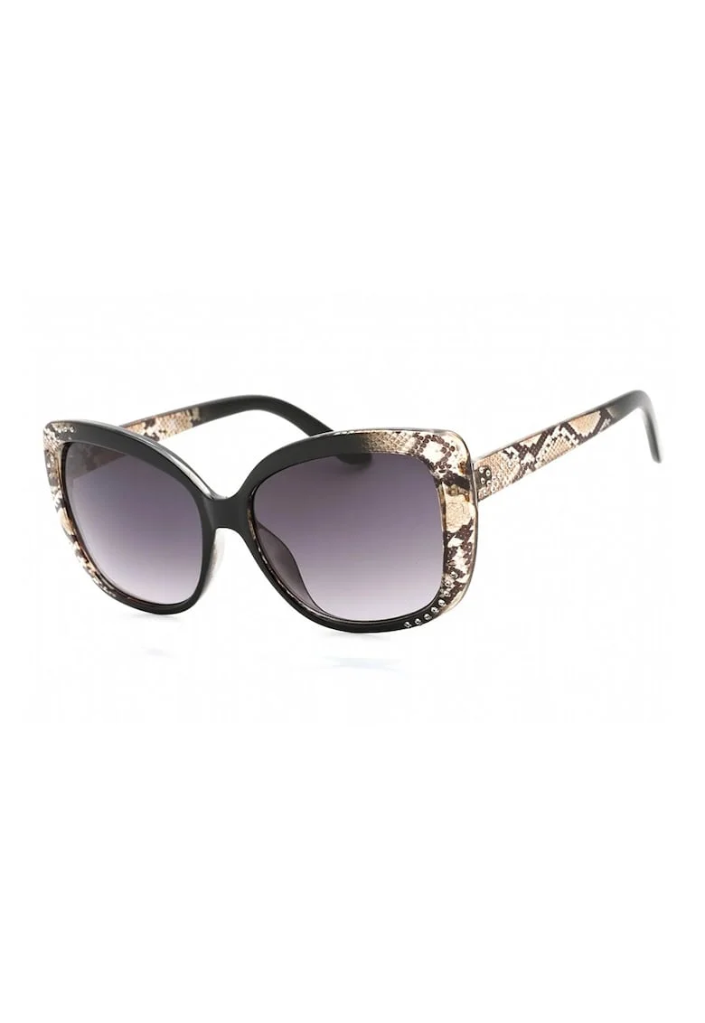 Ochelari de soare, butterfly cu rama cu animal print, Negru/Maro