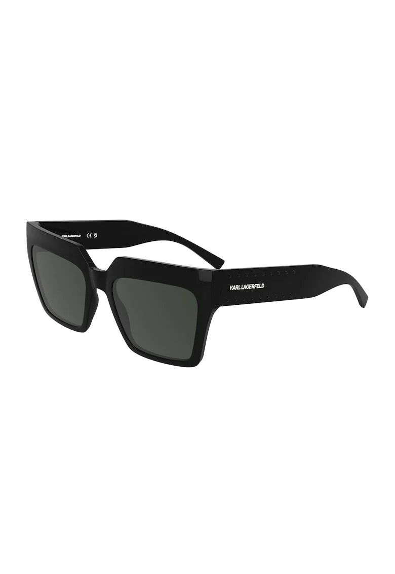 Ochelari de soare dreptunghiulari cu logo, Negru