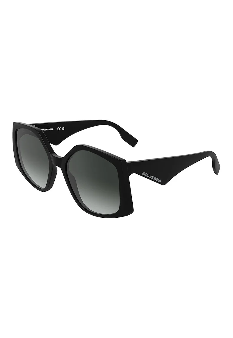 Ochelari de soare hexagonali cu lentile in degrade, Negru