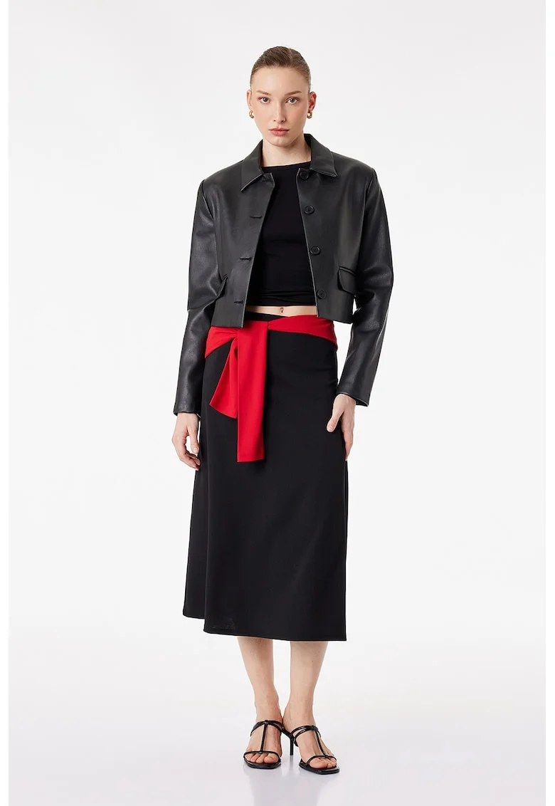 Fusta midi din material scuba, Negru