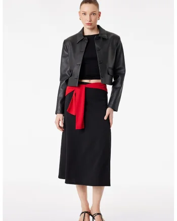 Fusta midi din material scuba, Negru
