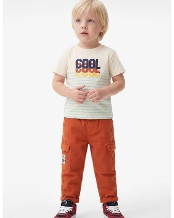 Tricou din bumbac cu imprimeu, Albastru pastel/Alb fildes