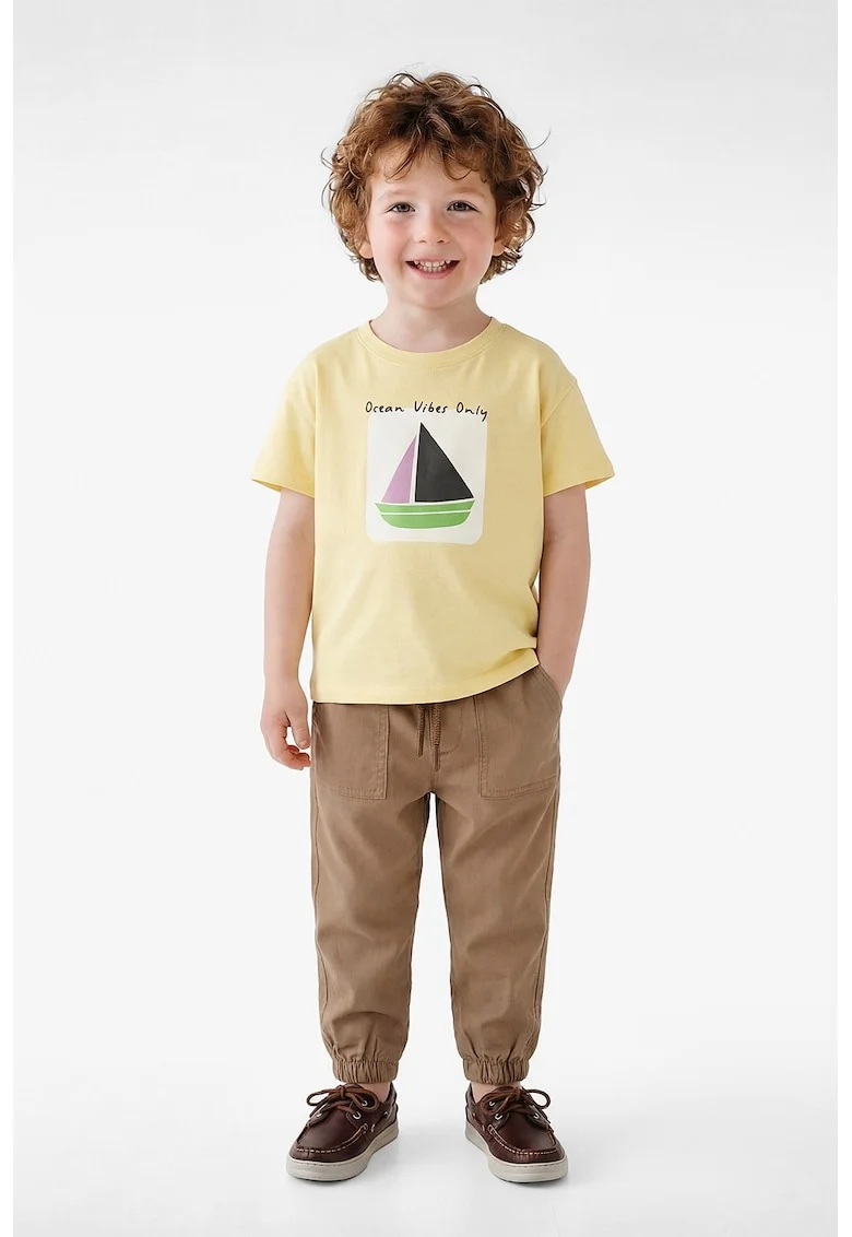 Tricou din bumbac cu imprimeu, Galben deschis