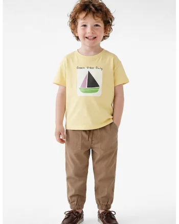 Tricou din bumbac cu imprimeu, Galben deschis