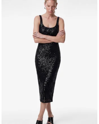 Rochie midi cu paiete, Negru