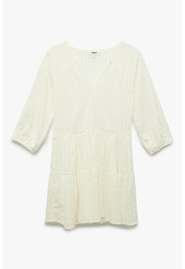 Rochie mini cu decolteu in V, Alb fildes