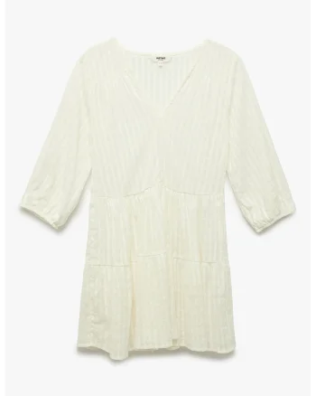 Rochie mini cu decolteu in V, Alb fildes
