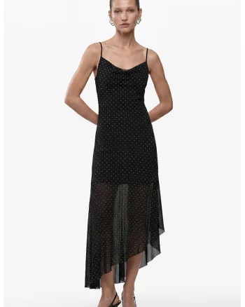 Rochie lunga asimetrica, Negru/Argintiu