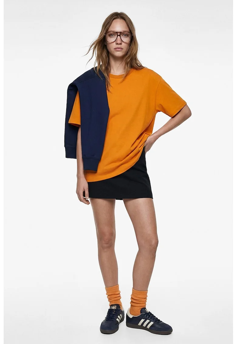 Tricou lejer de bumbac, Portocaliu pal/Portocaliu mandarina
