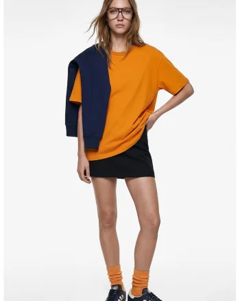 Tricou lejer de bumbac, Portocaliu pal/Portocaliu mandarina