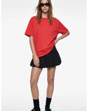 Tricou lejer de bumbac, Rosu vermillion