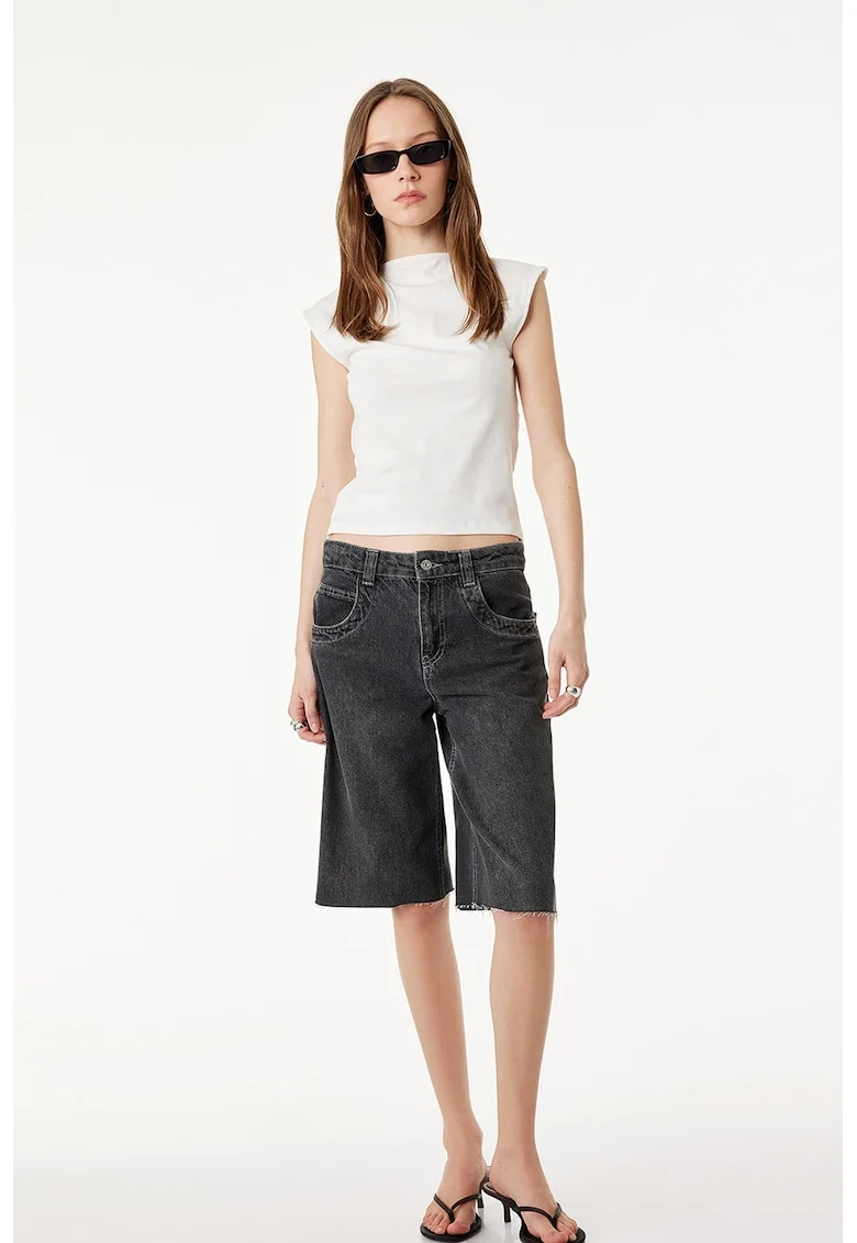 Tricou slim fit cu drapaje, Ecru