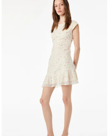 Rochie mini cu model floral, Roz deschis/Bej deschis