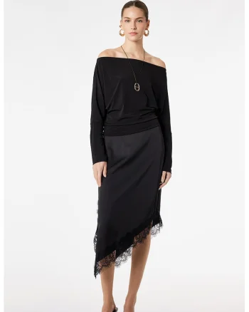 Bluza uni cu decolteu pe umeri, Negru