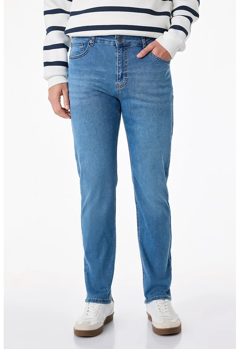 Blugi slim fit cu talie medie, Albastru royal