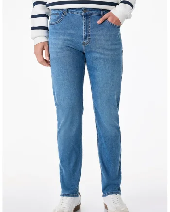 Blugi slim fit cu talie medie, Albastru royal